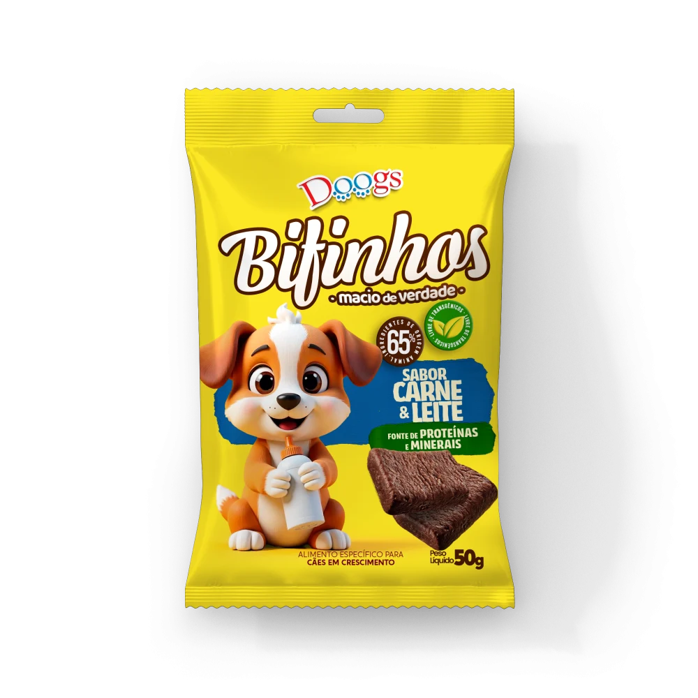 Bifinho sabor Carne & leite Doogs, 50 g